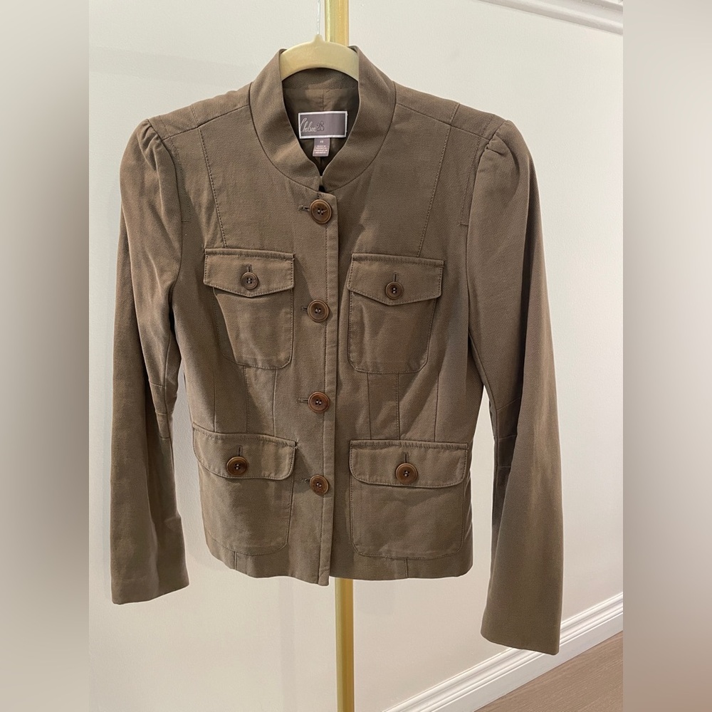 Chelsea28 Button-Up Utility Jacket in Brown